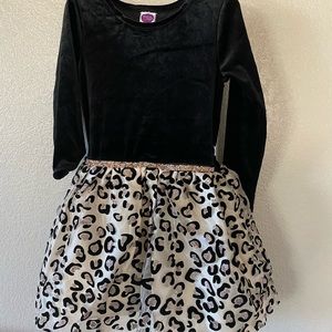Black velvet and cheetah print Dollie & Me dress